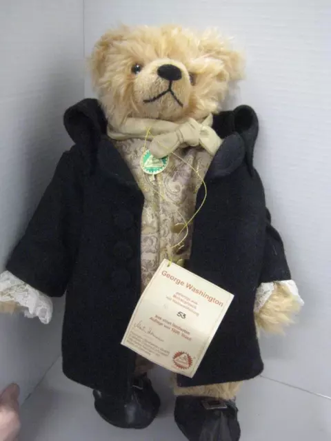 Limited Edition 53/1000 Hermann Mohair George Washington Teddy Bear With Tags