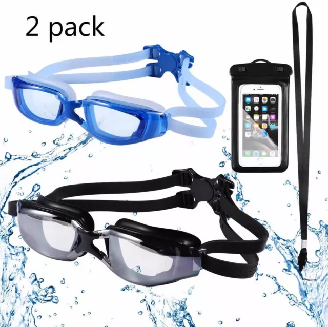 2 Pack Anti-Fog Swimming Goggles for Adult Men Women Youth