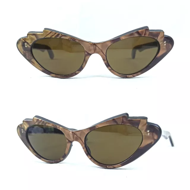 CUTE 50s SUNGLASSES VINTAGE CAT EYE FRAME PARTY WAVY SHADES 1950S FRANCE