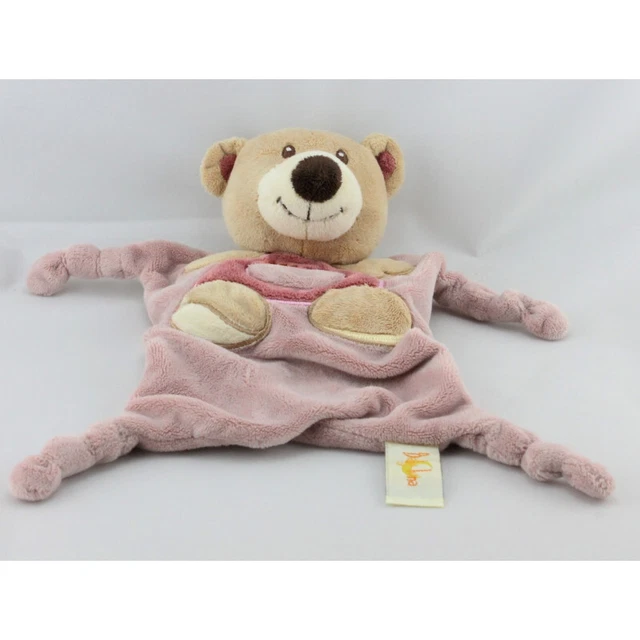 Doudou plat ours rose bordeaux BABY LUNA - 17036