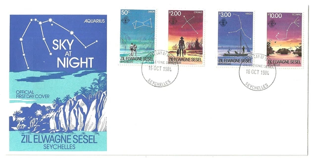 1103/Seychellen Äußere FDC ETB 1984 88-91 Sterne Sternzeichen