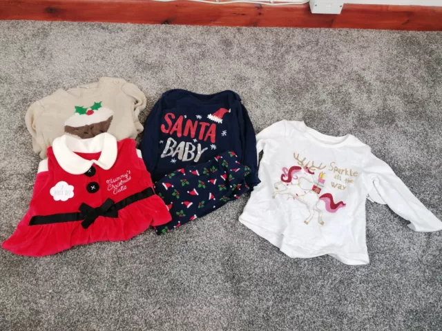 Baby Girls Christmas Theme Clothes Bundle Age 9-12 Months 4 Pieces