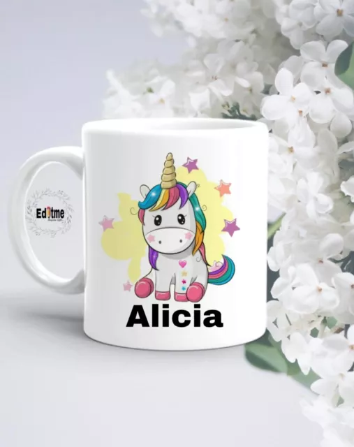 Personalised Unicorn Mug Customised with any NAME Microwave safe Gift Christmas