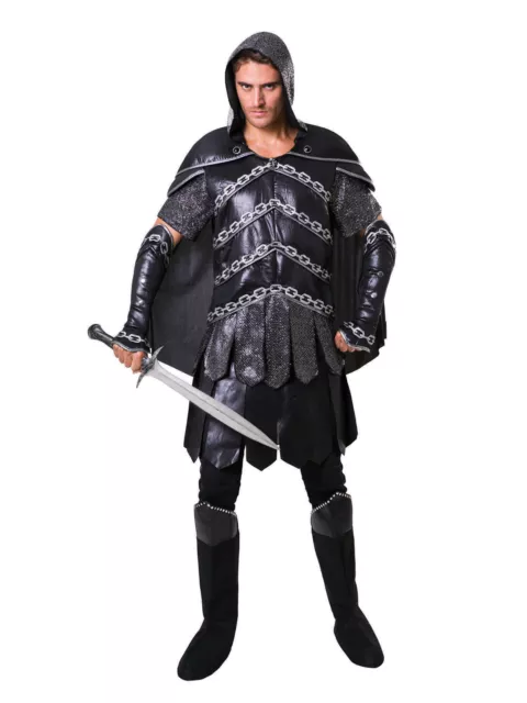 Mens Dark Warrior Man Costume Knight Medieval Crusader Adult Fancy Dress Outfit