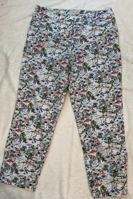 Talbots slacks Pants Women's Size 10  Floral Slacks Relaxed Fit Paris Beach art