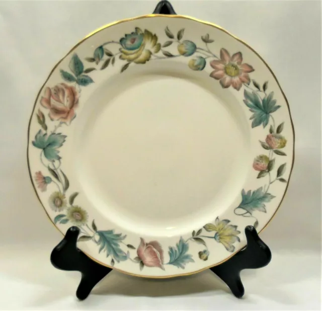 Royal Worcester England Sylvan Dinner Plate Floral Border Scalloped Gold Trim