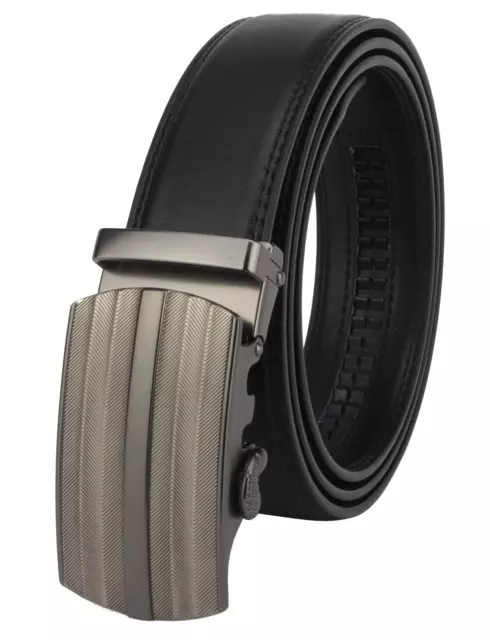 Cintura Cinta Uomo in Pelle Nera Elegante Fibbia Automatica Regolabile XL 120 C7