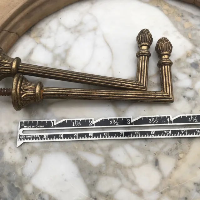 Vintage PAIR French Antique Brass Drapery Curtain Holdback Towel Hook Victorian 8