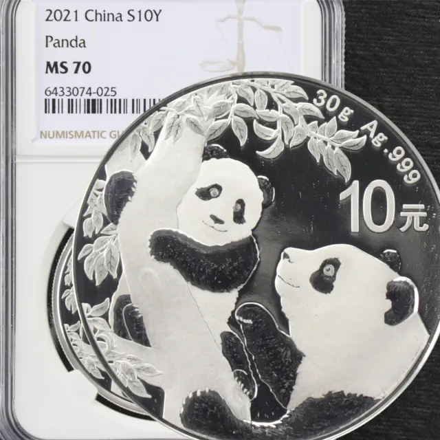 2021 China S10Y Panda silver NGC MS 70