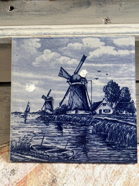Vintage Delft Hand Painted Holland Ceramic Tile