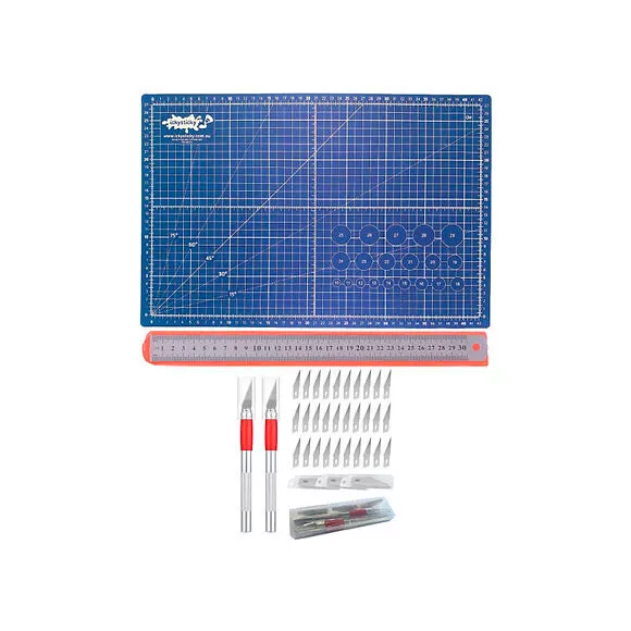 IckySticky Self Healing Mat Cutting Kit: Mat, Knife, Ruler Set 2