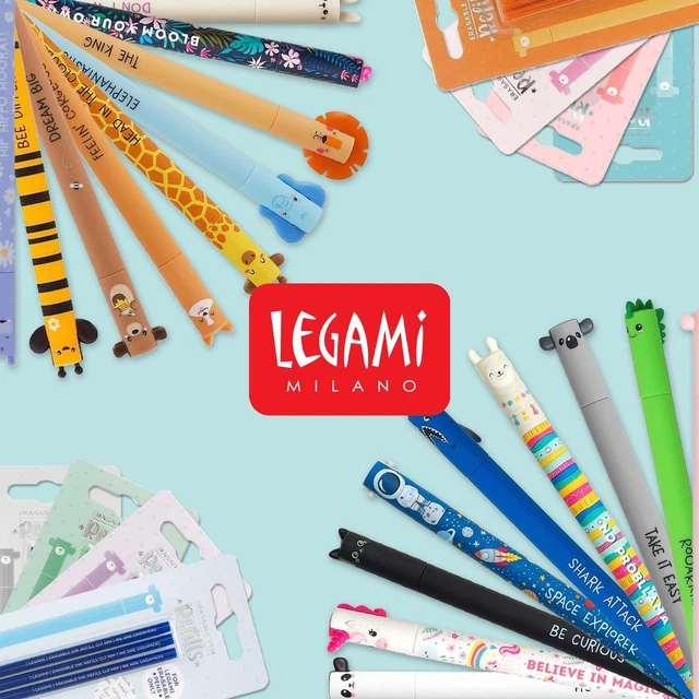 6 Stylos Animaux Effaçables 0,5 Mm - Encre Thermosensible Bleu - Design Mignon