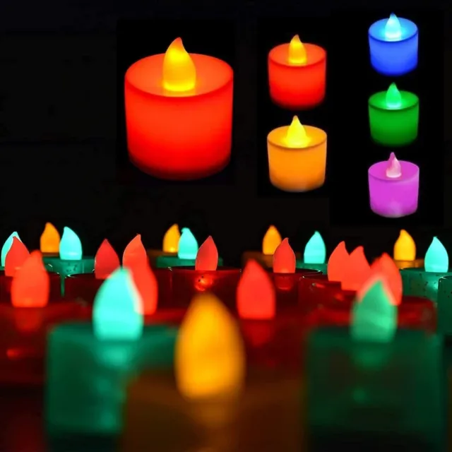 Velas candelitas LED de plástico sin llama y sin humo Diya, juego de 12 pilas
