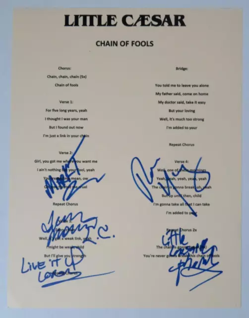 LITTLE CAESAR Signed Autograph Auto "Chain Of Fools" Lyric Sheet Music by 5 JSA