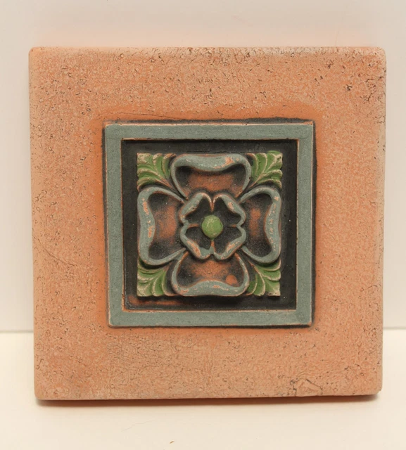 Ellison Terracota Art Tile,  3 3/4" x 3 3/4" x 5/8" Vintage