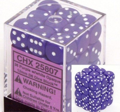 CHESSEX Opaco 16mm D6 Set Dadi Viola W Bianco D&D RPG 