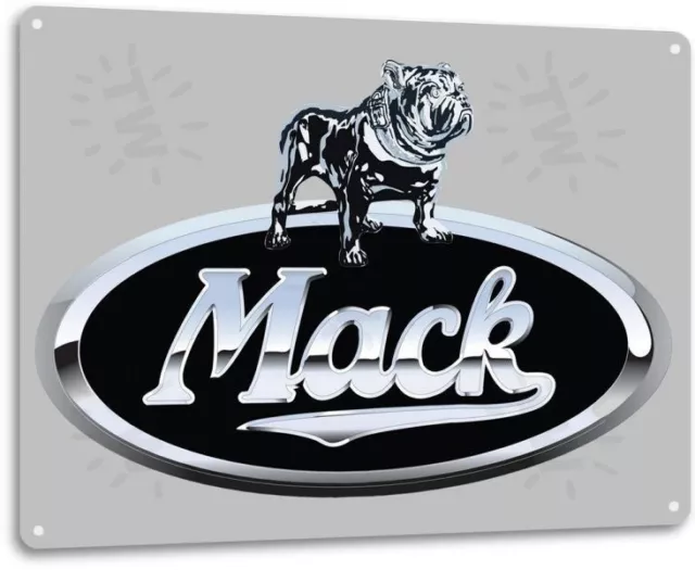 Mack Semi Truck Dealer Logo Repair Shop Garage Retro Wall Decor Metal Tin Sign