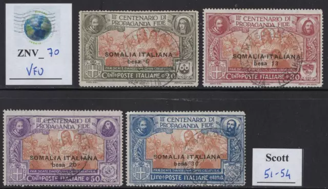 ZNV_70. ITALIAN COLONIES: SOMALIA. 1923 PROPAGANDA FIDE set. Scott 51-54. Used