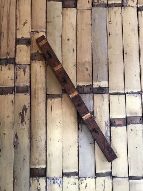 Early 20th Century Factory Tooling Pegs Wall Coat Hooks 4 Pegged Rack (B)