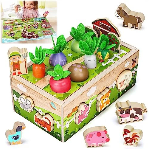 Montessori Wooden Sensory Toddler Toys: Babies 6-12 Months Toy for 1 2 3 Year