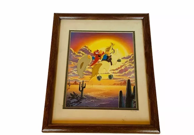 Looney Tunes Chuck Jones framed art print Limited Edition Yosemite Sam horse vtg