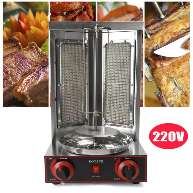 2Burner Gas Vertical Shawarma Broiler Machine 3kW Doner Kebab Gyro Grill Machine