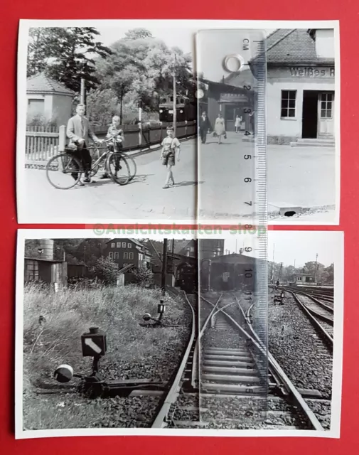 2 x DDR Eisenbahn Foto DR Dampflok BR 99 714 am Bahnhof und Lokschuppen  ( 24219
