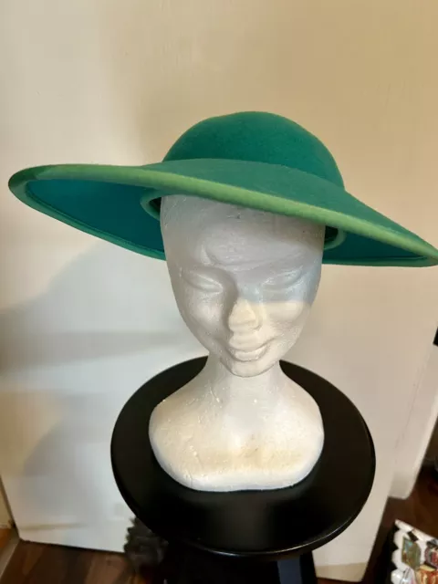 Vintage Emerald Green Wool Hat - Made In Italy