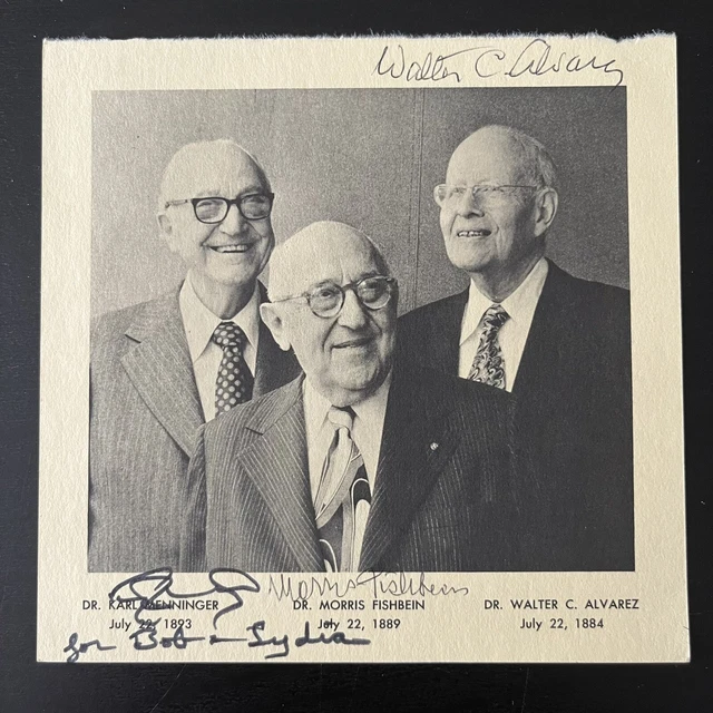 VTG Birthday Card Signed By Drs Karl Menninger, Walter Alvarez, Morris Fishbein
