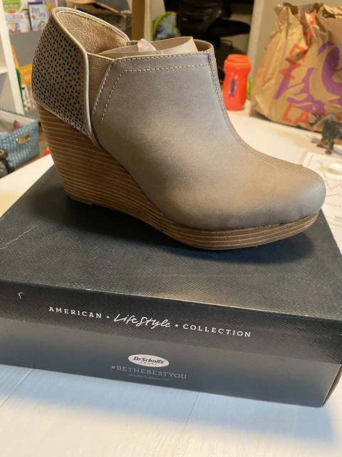 Dr. Scholl's Shoes Womens Harlow Taupe Wedge Heel Ankle Boots Size 11