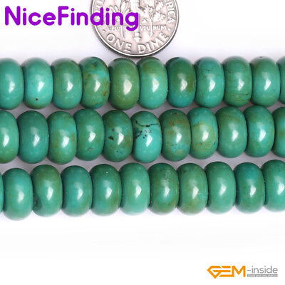 Natural Green Old Turquoise Rondelle Spacer Stone Beads For Jewelry Making 15"
