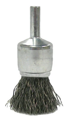 Crimped Wire Solid End Brushes, Steel, 22,000 Rpm, 3/4 in X 0.006 In Weiler