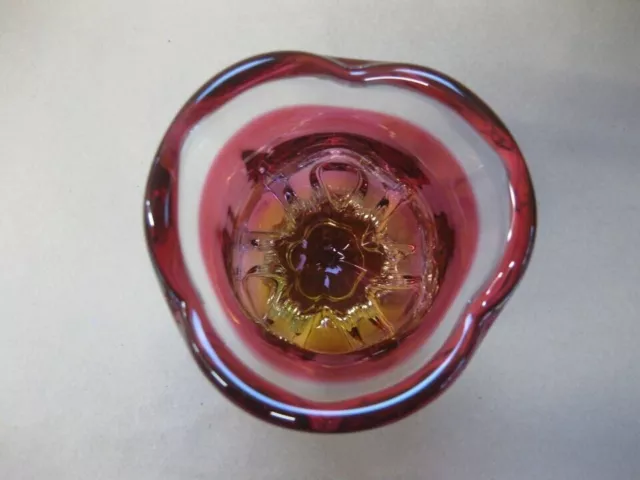 1970s Josef Hospodka / Chribska Art Glass Vase ~ Cranberry / Amber Cased Glass 3