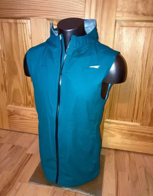 Altra Mens Medium Zero H20 packable Wasatch Waterproof Running Cycling Vest Blue