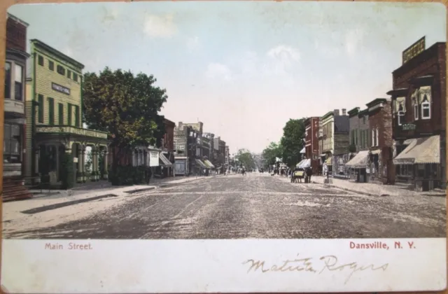 1905 Dansville, NY Postcard: Main Street/Downtown - New York