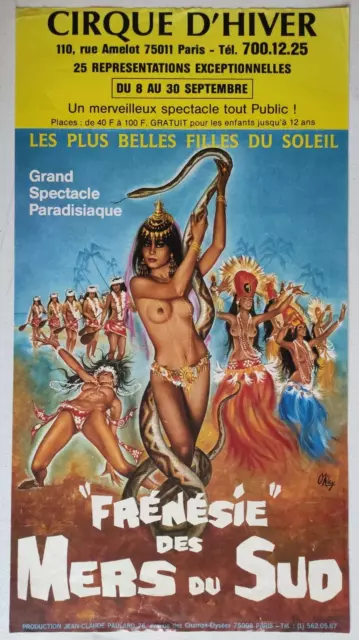 affiche ancienne originale -FRENESIE DES MERS DU SUD - OKLEY  - cirque d'hiver