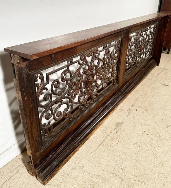7' Long Antique Cast Iron & Wood Rail/Room Divider