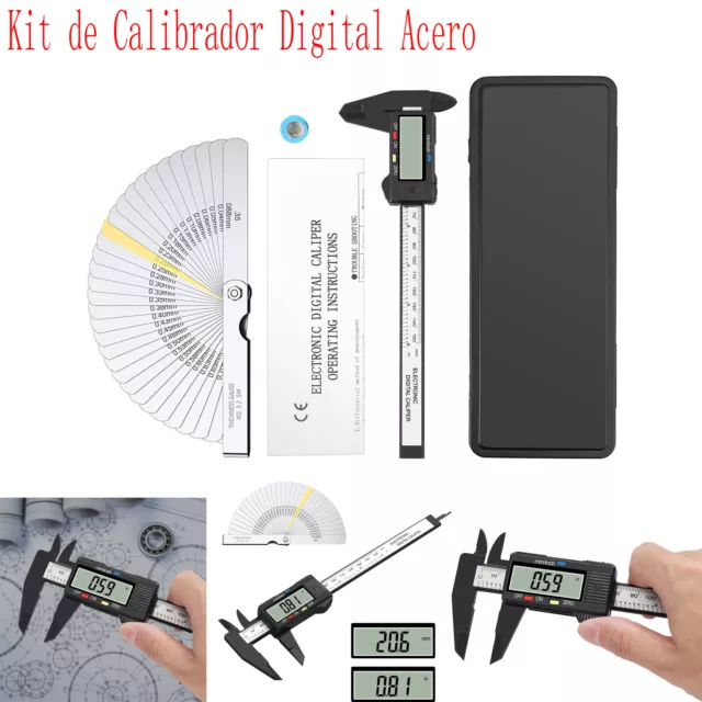 Electrónico Micrómetro digital calibrador a vernier con calibrador de espesores