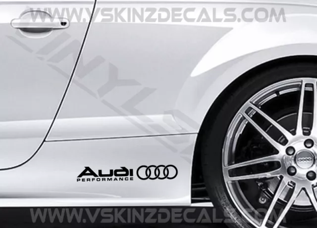 2x Audi Performance Logo Premium Cast Skirt Decals Stickers TT RS S-line Quattro