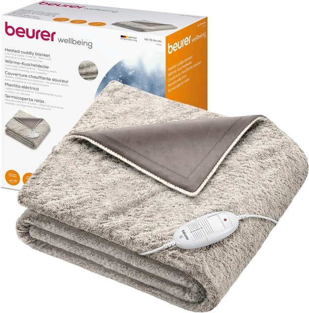 Beurer HD 75 Nordic Heizdecke, Kuschelige Wärmedecke, 6 Temperaturstufen,180x130