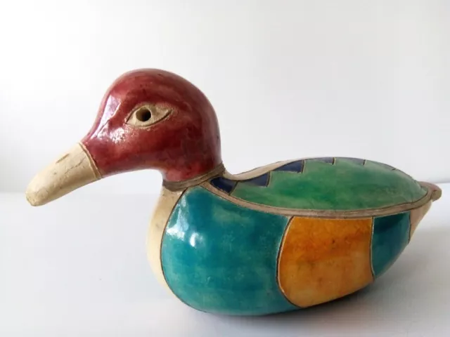 Vintage handgefertigte in Südafrika Keramik Ente Figur handbemalt