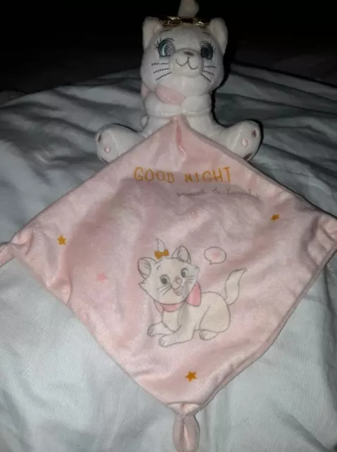 DPD/Doudou Chat Marie blanc rose mouchoir Good Night DISNEY NICOTOY TBE