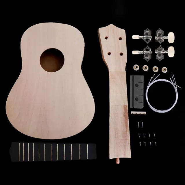 21" 4 Strings Soprano Ukulele Hawaii Guitar DIY Basswood Fingerboard Set Gift UK