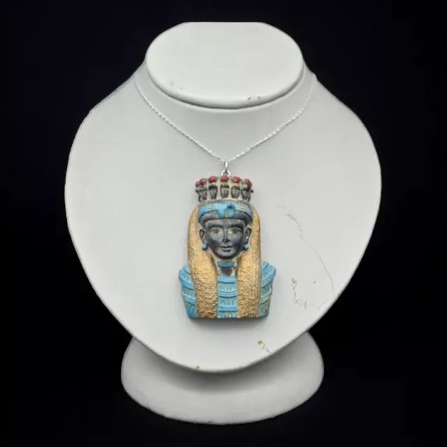 Rare Ancient Egyptian Antiques Queen Hatshepsut as Amulet With Pendant Silver🥈