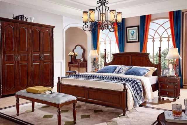 Design Chambre à Coucher Meuble 5tlg Set Lit Nachttische Penderie Banque Nouveau