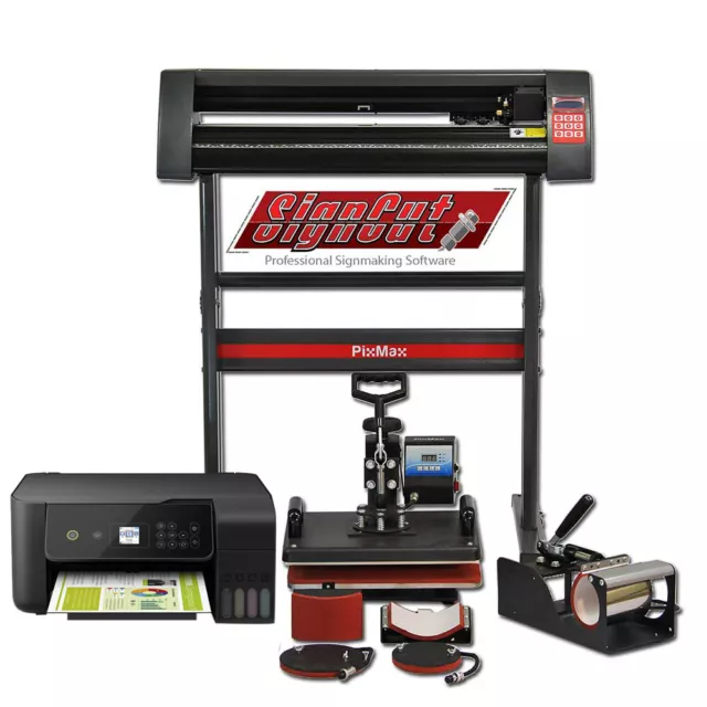 Pressa di calore 5in1 combinazione + plotter taglierina vinile + trasferimento sublimazione stampante