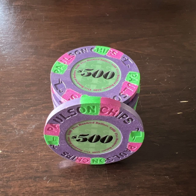 10 Paulson Classics Top Hat & Cane $500 Casino Poker Chips -  **VERY RARE**