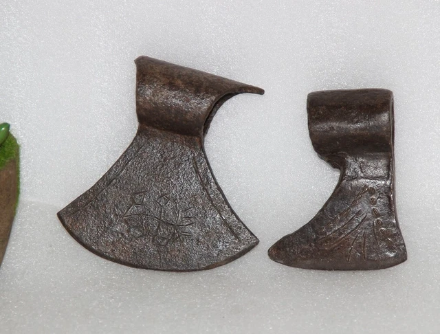 1860's Antique 2Pc Hand Forged Solid Iron Axe Head Nice Shape Original 14147