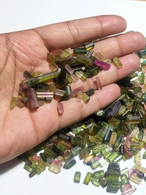 160 Ct Natural Bi-Color/Multicolor Tourmaline Pencil Rough Lot Loose Gemstone