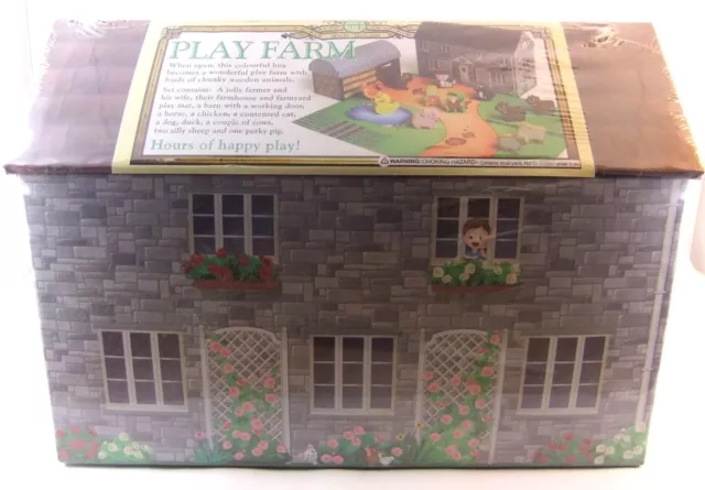 Wooden & Card Play Farm Set Brand New With Figures & Animals Great Gift